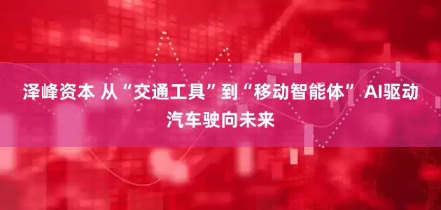 泽峰资本 从“交通工具”到“移动智能体” AI驱动汽车驶向未来